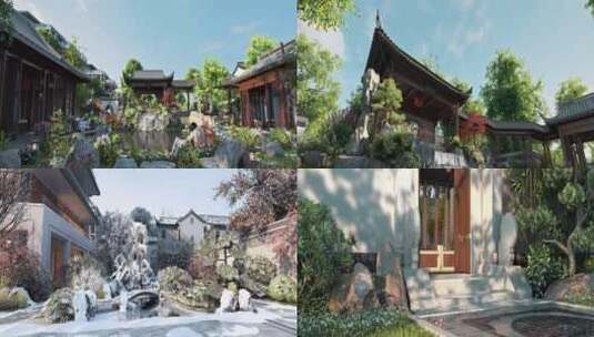 唯美江南园林景观三维动画素材高清在线视频素材下载
