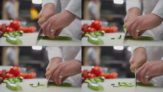 厨师切菜的特写镜头高清在线视频素材下载