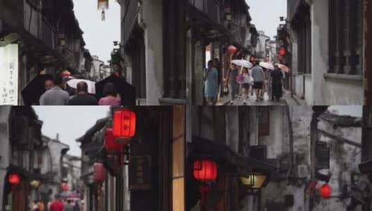浙江西塘古镇古街道红灯笼4K视频合集高清在线视频素材下载