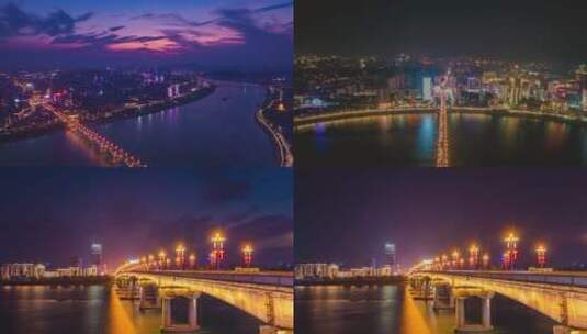 合集湖南株洲城市夜景航拍延时高清在线视频素材下载