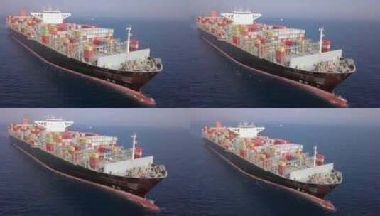海上邮轮航拍海上货轮海运集装箱货轮进出口高清在线视频素材下载