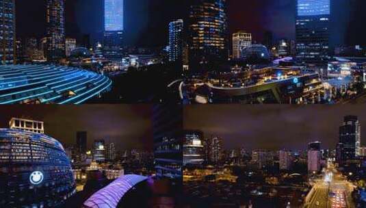 上海虹口区夜景航拍高清在线视频素材下载