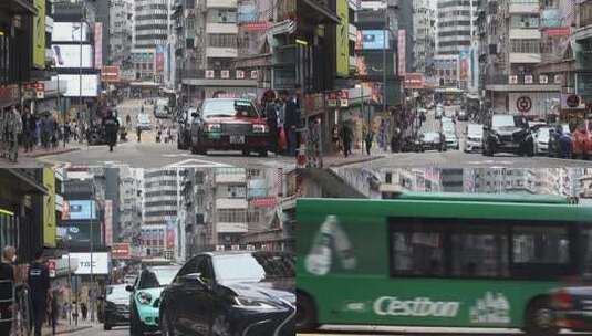香港旺角繁忙的街道与行人高清在线视频素材下载