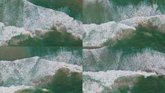 俯视航拍海浪沙滩海洋大海海浪白色泡沫高清在线视频素材下载