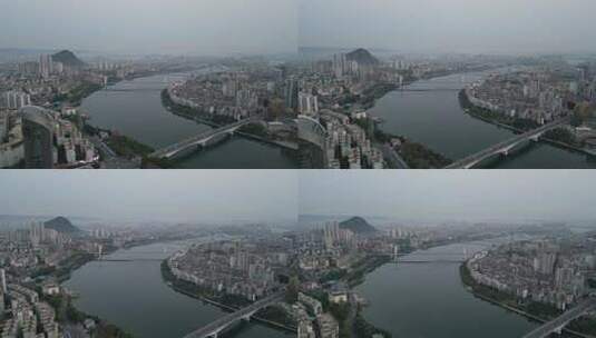 广西柳州城市清晨航拍高清在线视频素材下载