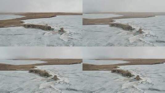 原创 呼伦贝尔呼伦湖冬季自然风光航拍高清在线视频素材下载
