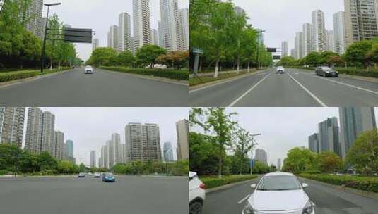 白天杭州市民和路车尾行车空镜1高清在线视频素材下载