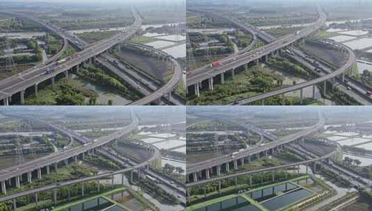 上海大蒸港桥与申嘉湖高速高清在线视频素材下载