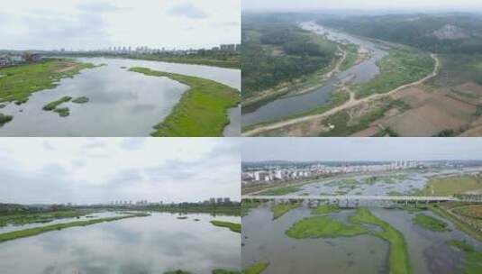 河道风景航拍高清在线视频素材下载