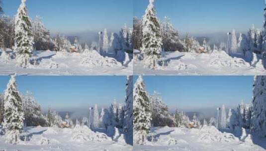 用雪炮在山坡上造雪高清在线视频素材下载