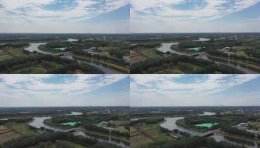 航拍北京恢复生机的凉水河通州段高清在线视频素材下载