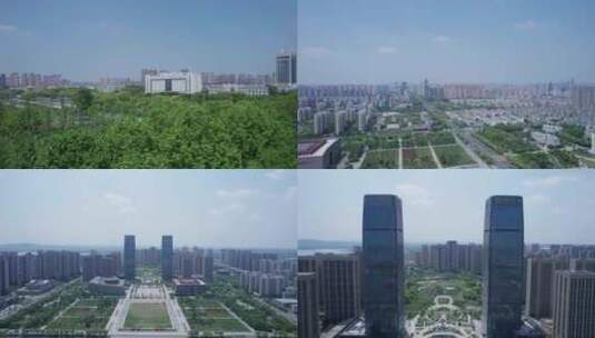 蚌埠东海大道市政府城市大景绿地珠峰高清在线视频素材下载
