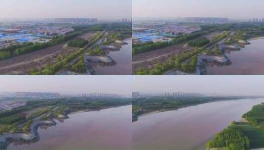 山东济南黄河航拍高清在线视频素材下载