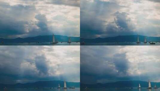 云南澄江的耶稣光中景4k延时高清在线视频素材下载