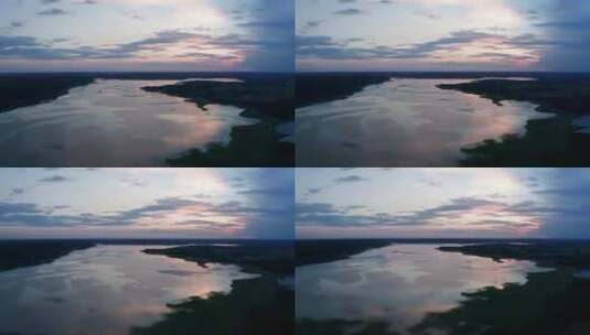 日落后的湖泊天线高清在线视频素材下载