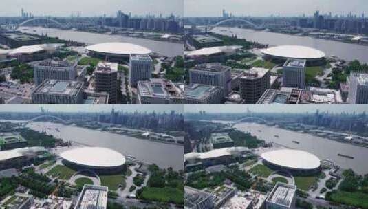 4k 航拍上海世博园梅赛德斯奔驰文化中心高清在线视频素材下载