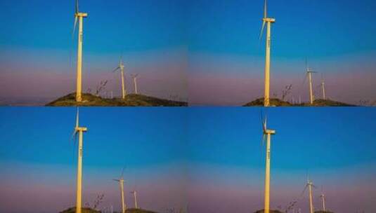 湖南长沙道林风电场夕阳景点航拍延时摄影高清在线视频素材下载