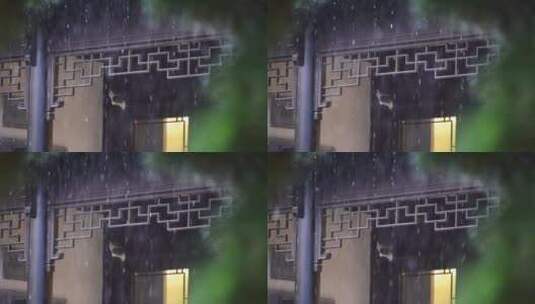 下雨天的古建筑升格慢镜头高清在线视频素材下载