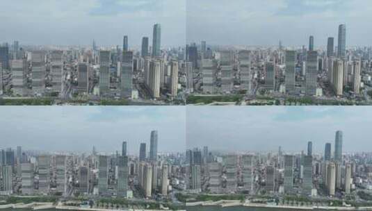 长沙城市航拍开福区万达广场建筑湘江风光高清在线视频素材下载