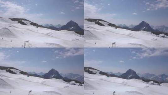 夏季用无人机拍摄的Deux Alpes滑雪场。拍摄于4KProRes高清在线视频素材下载