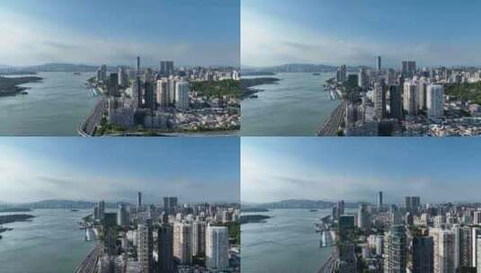 厦门鹭江道风光航拍演武大桥海滨城市建筑高清在线视频素材下载