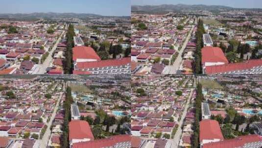 白天土耳其库萨达西达武特拉镇的鸟瞰图——无人机拍摄高清在线视频素材下载
