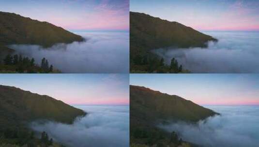 山顶的云海流动唯美日出高清在线视频素材下载