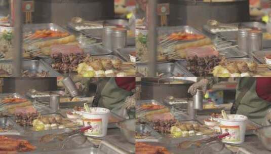 【原创实拍】集市上的小吃摊高清在线视频素材下载