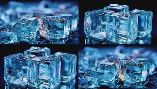 4K冰块饮料液体水珠玻璃水特写飞溅水花透明高清在线视频素材下载