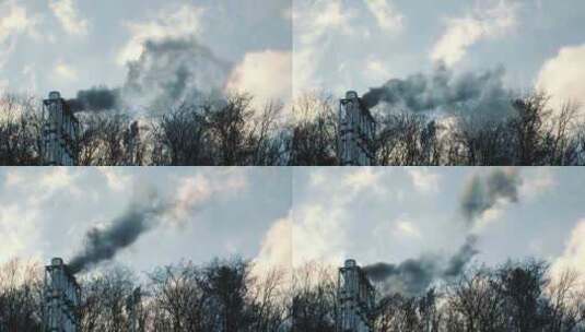 烟囱冒烟-空气污染-环境污染高清在线视频素材下载