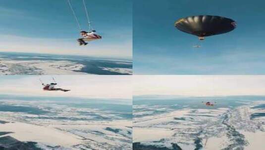 热气球跳伞高清在线视频素材下载