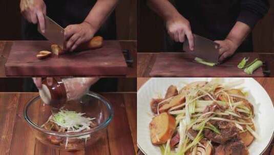 中国东北特色凉菜卤味素鸡制作过程高清在线视频素材下载