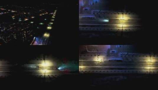航拍深夜的牙克石街道空镜高清在线视频素材下载