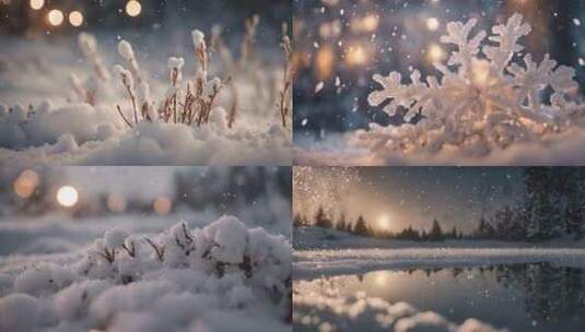 各种唯美下雪雪景1高清在线视频素材下载