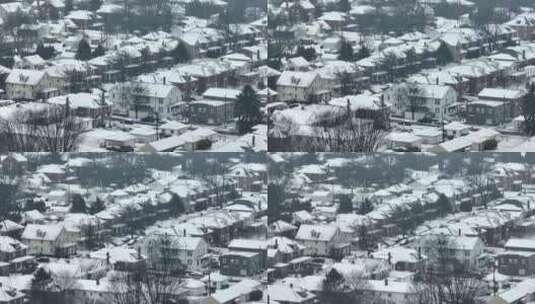 美国郊区的航拍照片。多雪的冬季环境，有许高清在线视频素材下载