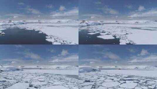 红色破冰船在南极洲破冰前进高清在线视频素材下载