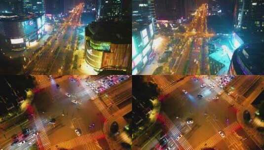 杭州下沙城市夜景车流延时摄影高清在线视频素材下载