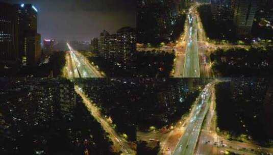 杭州钱塘江钱江三桥西兴大桥车流夜景视频素高清在线视频素材下载