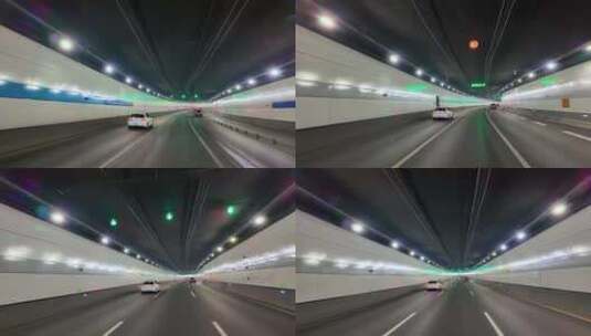 汽车在隧道穿梭开车第一视角飙车城市马路高清在线视频素材下载