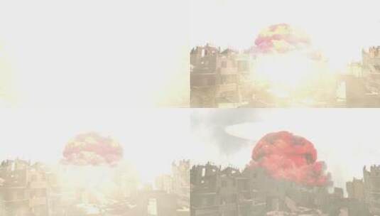 原子弹在被摧毁的城市后面升起高清在线视频素材下载