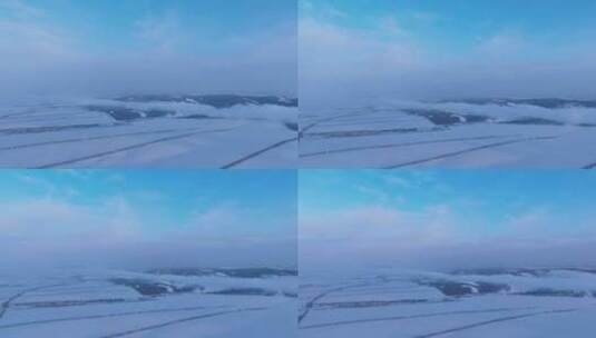 延时航拍呼伦贝尔垦区雪原高清在线视频素材下载