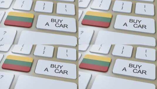 立陶宛国家国旗和按钮与买车文字动画高清在线视频素材下载