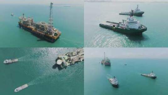 4k航拍新的fpso托运行驶在马六甲海峡高清在线视频素材下载