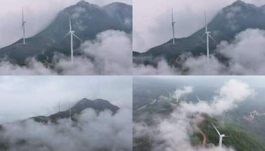 江西玉华山风电场云海航拍高清在线视频素材下载
