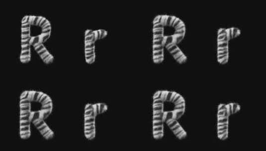 大写和小写斑马羊毛字母R的3D动画高清在线视频素材下载