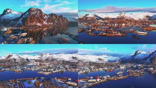 4K延时航拍挪威斯沃尔韦尔小镇风光高清在线视频素材下载