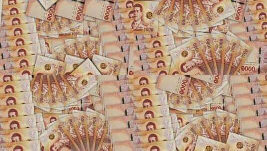 泰铢1000钞票在风扇马赛克图案环高清在线视频素材下载
