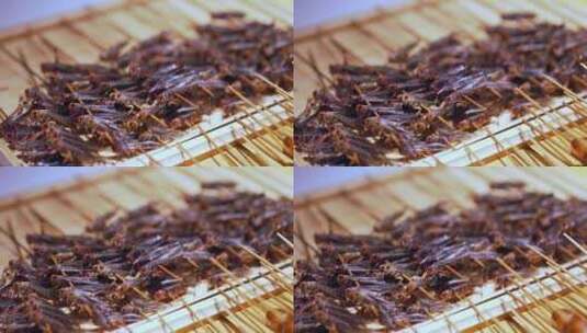 昆虫烧烤小吃美食高清在线视频素材下载