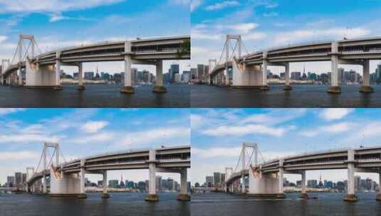 日本东京台场彩虹桥的时间推移高清在线视频素材下载