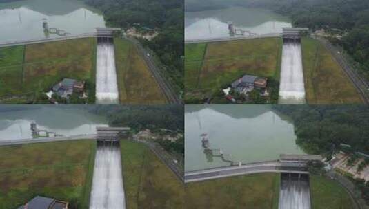 广东东莞：雨后清溪湖水库泄洪高清在线视频素材下载
